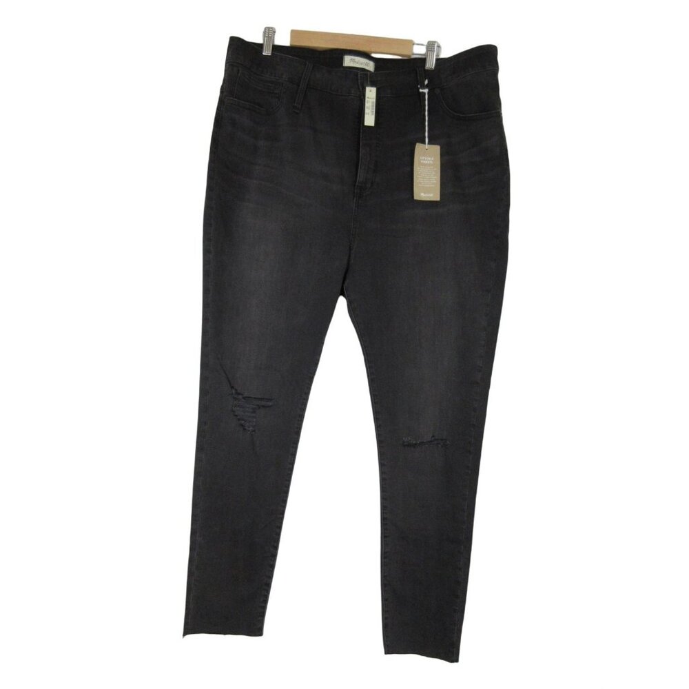 Madewell women's Curvy High Rise distressed‎ frayed hem skinny stretch jeans 36